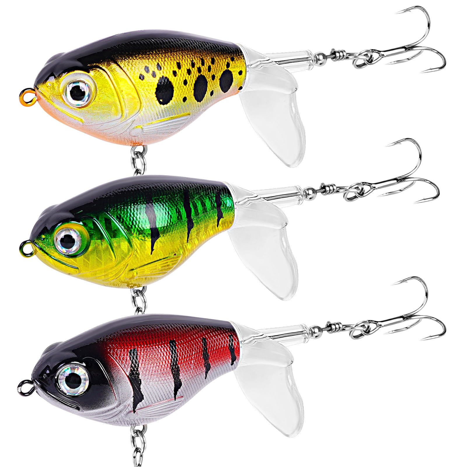 1/2oz Topwater Fishing Lures with Rotating Tail, Freshwater and Saltwater Hard baits kit for Bass Catfish Pike Perch etc.